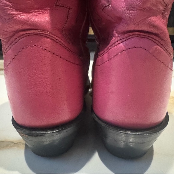 Barbie Pink Leather Cowgirl Boots Barbiecore Western Size 7 - Picture 8 of 10